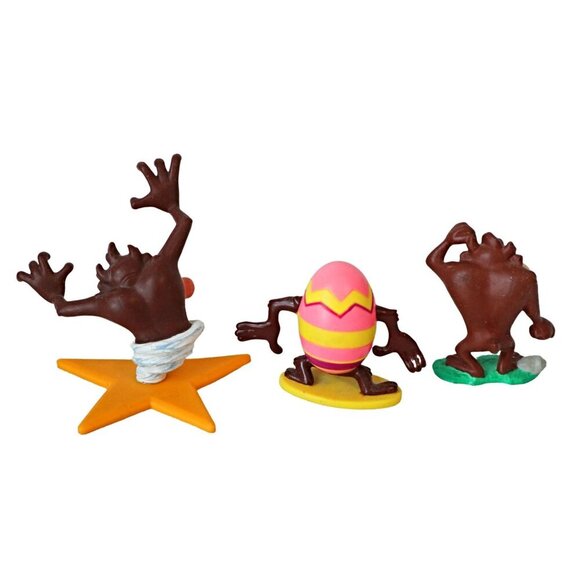 3 Vintage Tazmanian Devil PVC Figurine Easter Egg Taz On a Star Collectible - Picture 5 of 5